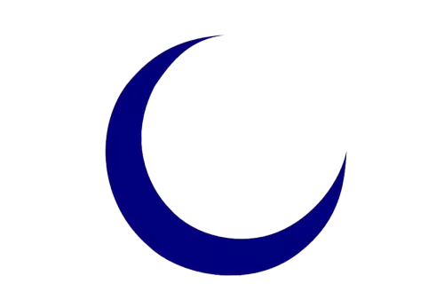 Blue gradient crescent geometric shaper on transparent background