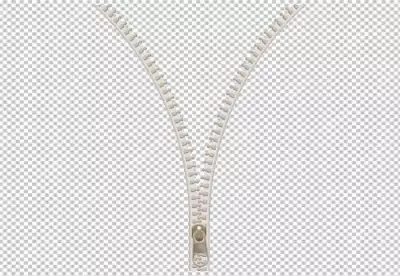 V-shape zipper is open and the teeth are exposed