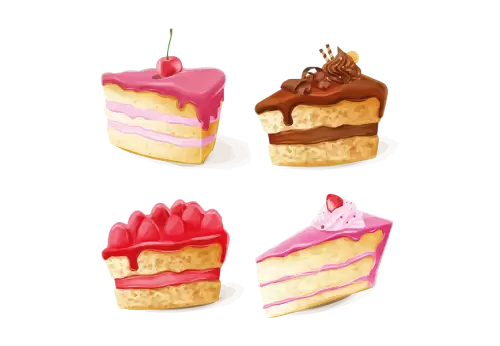 Cupcake constructor with various appetizing toppings set on transparent background
