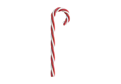 Arafficial candy cane with red and white stripes on png