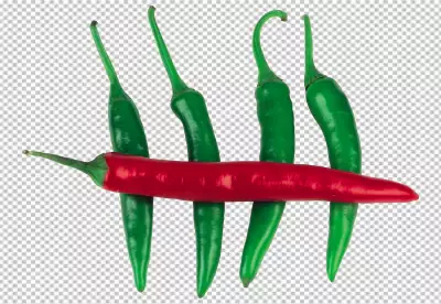 A red pepper with a green stem and a picture of a pepper transparent background 