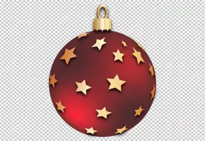 Bright green metallic Christmas ball diecut on a red transparent  background