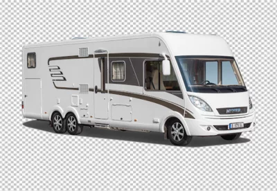 Rv parked in a field with transparent  in the background