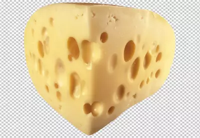 Piece of cheese isolated on PNG BG