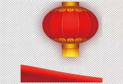 chinese lantern of circular shape realistic composition with flattened festive transparent background 