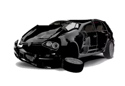 Black color render car crash photo png