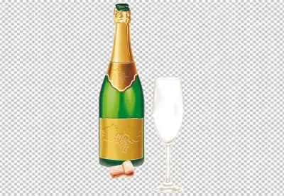 White Champagne Bottle on png Background