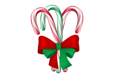 New Years sticks candy canes with stripes on a white isolated transparent background