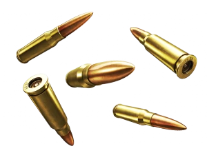 Shiny metallic bronze long and short bullets