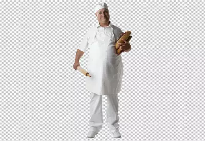 Cooking, profession and people concept - happy male chef cook inviting transparent background PNG