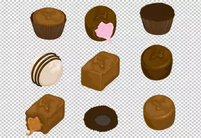 dark chocolate pieces are isolated o PNG