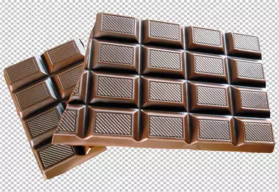 Close up on delicious chocolate bar transparent BG