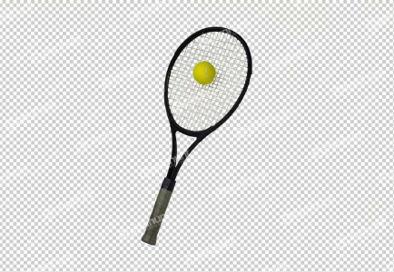 Isolated Closeup tennis racket with ball