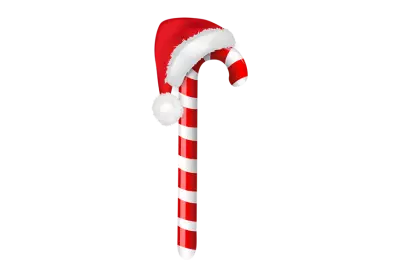  candy canes with stripes on a white isolated transparent background