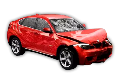 Red super car crash front side smash
