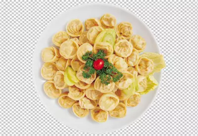 Side close-up view khinkali the appetizing khinkali on the transparent