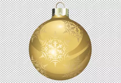 Three gold and red Christmas ornaments PNG