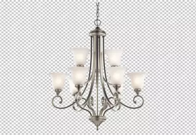 There is a chandelier with five lights hanging from it PNG