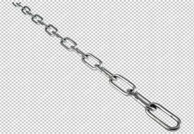 Chrome plated metal chain on transparent background 