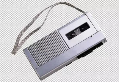Silver-colored Dictaphone is a small handheld device that is used to record and play back sound