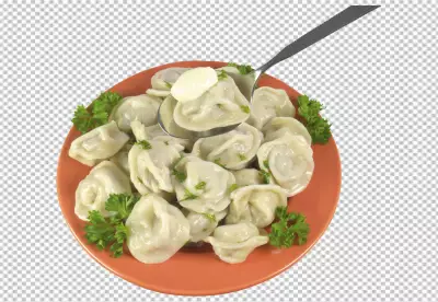 dumplings with parsley on png