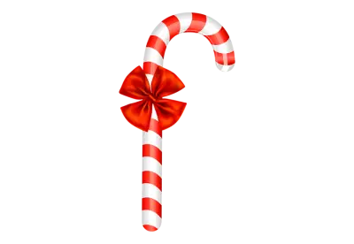 Christmas striped candy cane on transparent background