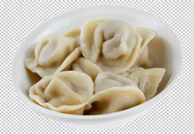 A bowl of dumplings on transparent background