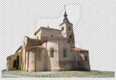 Abandoned church in an ash field transparent background PNG