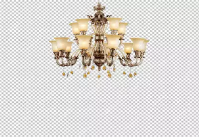 There is a chandelier with five lights hanging from it  transparent background PNG