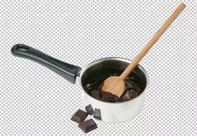 Falling chocolate pieces isolated on png background