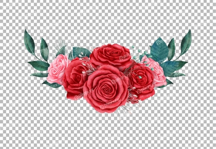 Valentine PNG Rose flower bouquet watercolor
