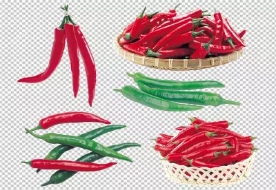 Green peppers isolated on transparent background