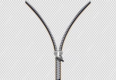 A black zipper and zipper is open also the teeth are exposed zipper is lying flat on a white background
