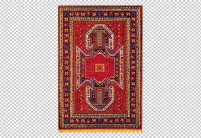 Transparent object ramadan traditional prayer rug on a white wall accompanied by an orange flower and a dark shadow