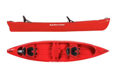 Red color nice boat tow side view