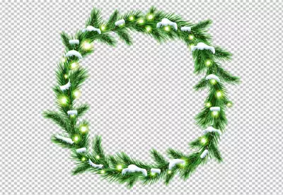 Christmas circled wreath realistic PNG