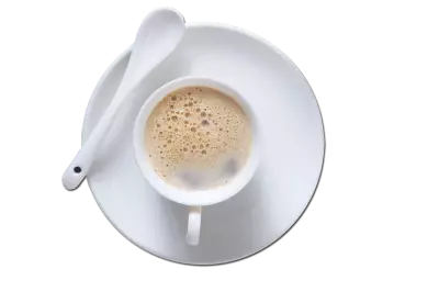 Coffee cup on spon Transparent Background