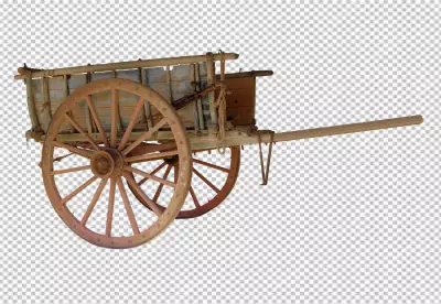 classic carriage wooden wagon with a wooden wheel on it
