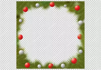 Realistic christmas wreath with flower PNG BG