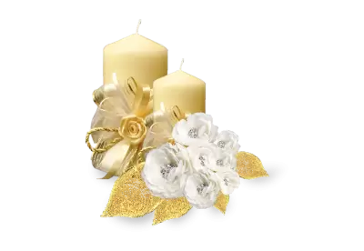 Isolated yellow realistic burning candle flame fire light composition in the dark illustration