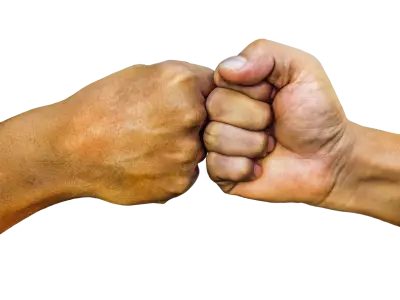 The hands of the man seized with power