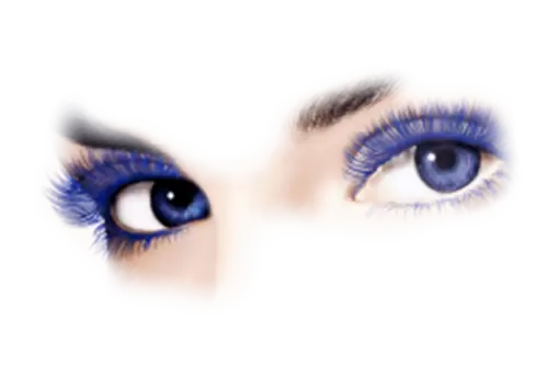 Eye make-up with bright saturated colors on transparent background