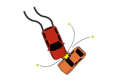 Illustration car crash top view