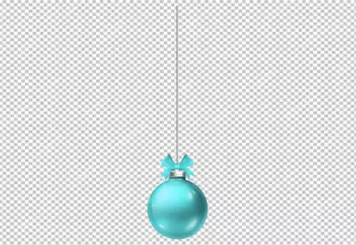 A shiny sky color Christmas bauble with gold swirls and patterns isolated on PNG BG