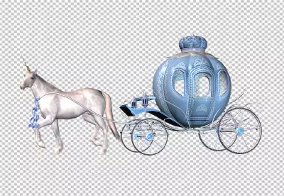 Horse carriage wagon with a horse drawn on transparent background 