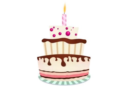 3d view of delicious looking cake with lit candles transparent background png