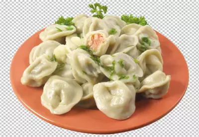 A bowl of dumplings with transparent 