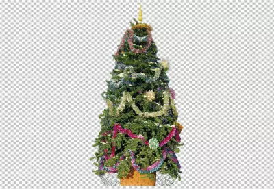 Decorated christmas tree in watercolor png