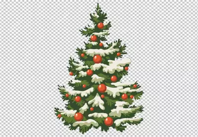 Christmas tree in realistic style on a PNG BG