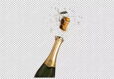  sparkling bottle with floating golden cap